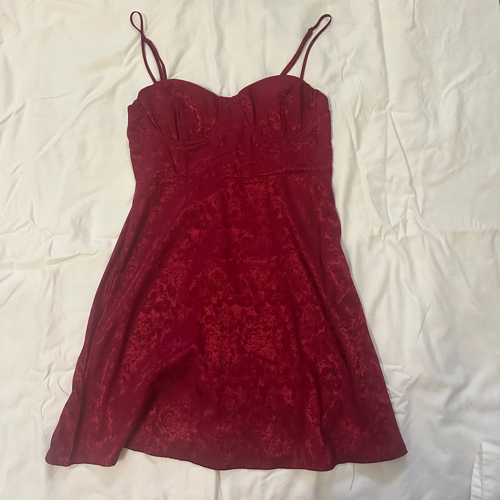 Princess Polly red leather bustier silk dress